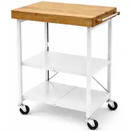 Origami - RBT Fully Stainless Steel Foldable Kitchen Cart with 4 Wheels - White