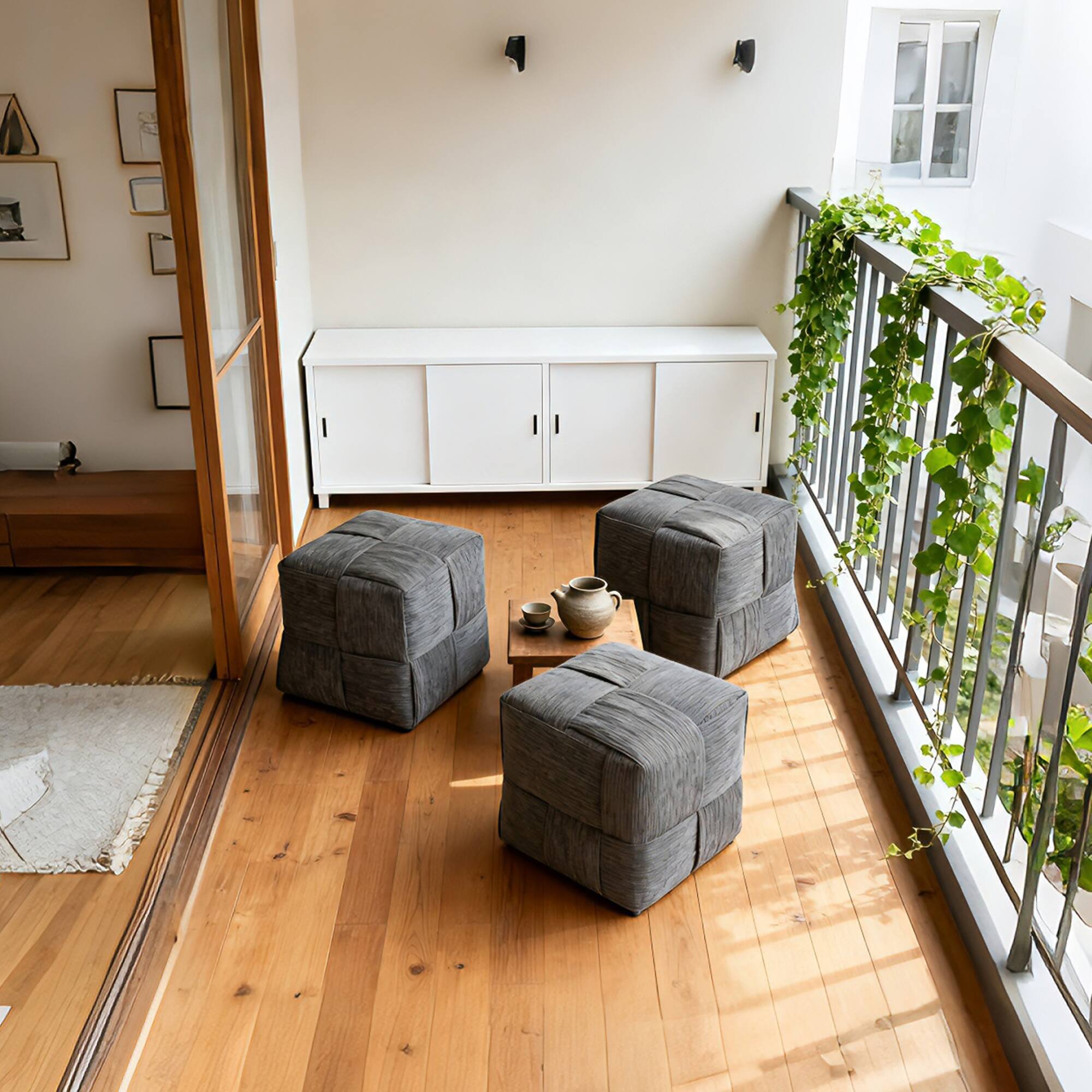 Alt View 4. GOODSILO - Square Corduroy Ottoman Foot Rest with Soft Comfort Padding and Sturdy Frame for Versatile Home Use - Grey.