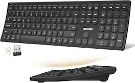 TECKNET - Rechargeable Bluetooth Keyboard, Multi-Device (BT5.0+2.4G+Wired), Slim - Black