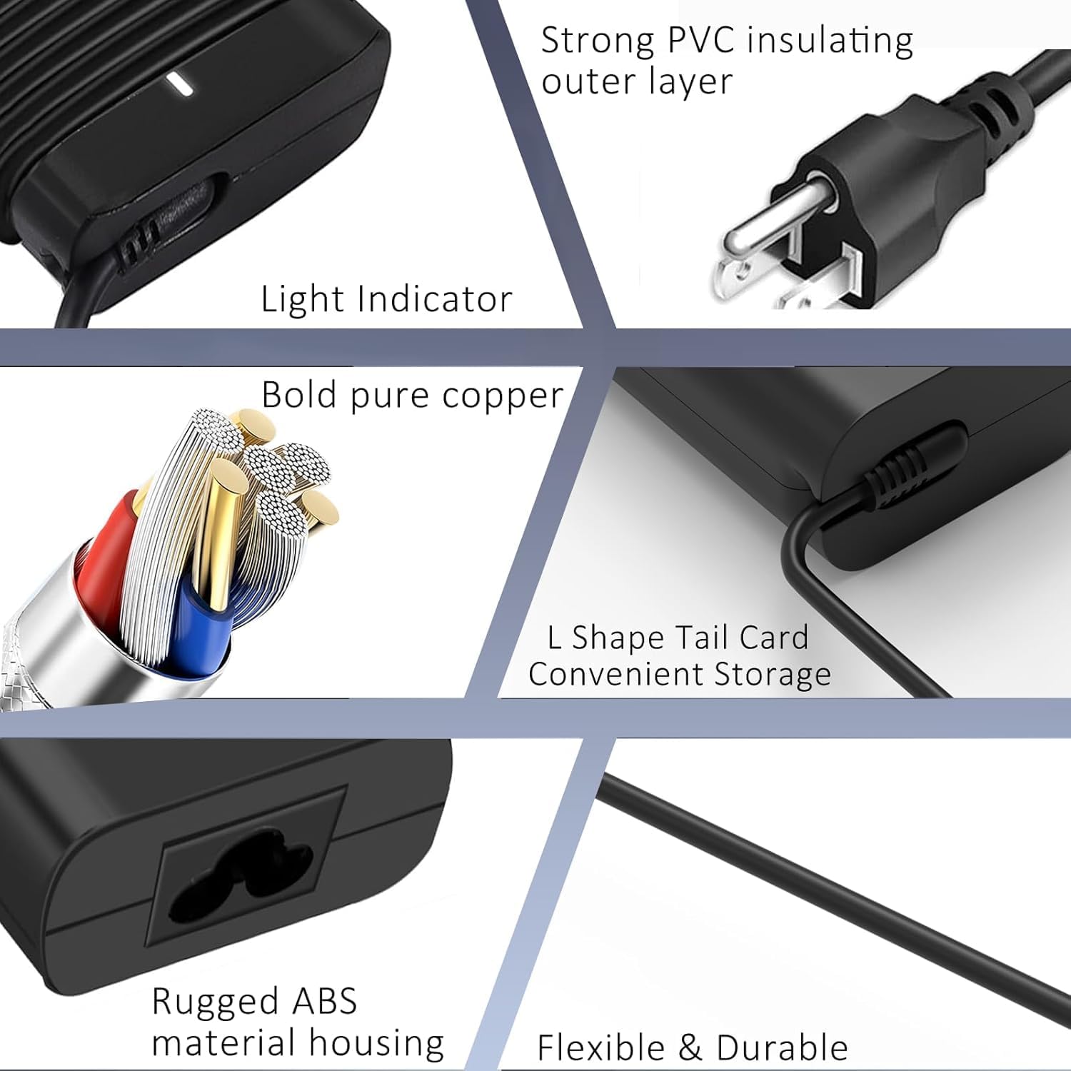 - Strong PVC insulating outer layer
- Light Indicator
- Bold pure copper
- L Shape Tail Card
- Convenient Storage
- Rugged ABS material housing
- Flexible & Durable