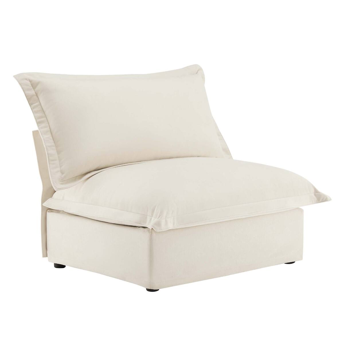 Left. Ropilly - Ropilly Cream Armless Sofa, Chenille Single Seat Sofa with Deep Seat and Removable Covers - Cream.