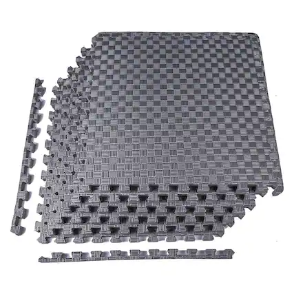 Front. Everyday Essentials - BalanceFrom Fitness 24 Sq Ft Interlocking EVA Foam Exercise Mat Tiles, Gray - Grey.