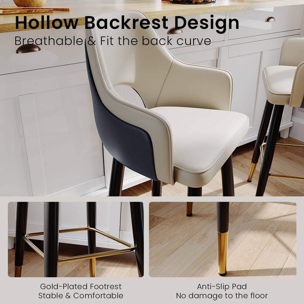 Hollow Backrest Design  
Breathable & Fit the back curve  

Gold-Plated Footrest  
Stable & Comfortable  

Anti-Slip Pad  
No damage to the floor