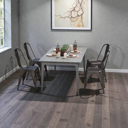 Front. Hivvago - Metal Chair Pack of Four with Optional Backrest Design for Versatile Seating - Gun.