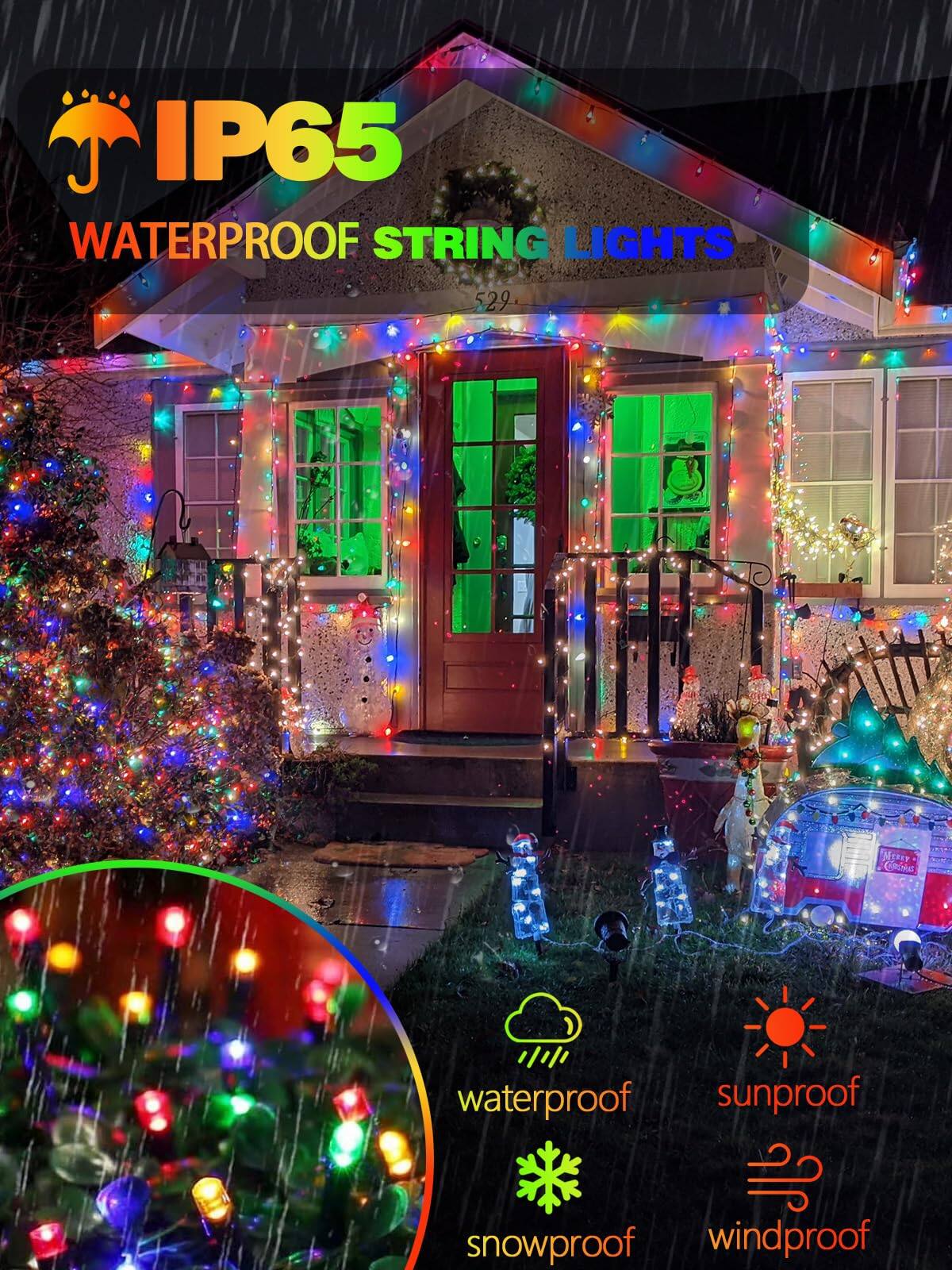 IP65 WATERPROOF STRING LIGHTS

- waterproof
- sunproof
- snowproof
- windproof
