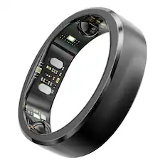 Front. RINGCONN - Gen 3 Smart Ring with Vascular Health Insights, Vibration Alerts, Sleep Apnea Monitoring, Charging Case - Size 15 - Matte Black.