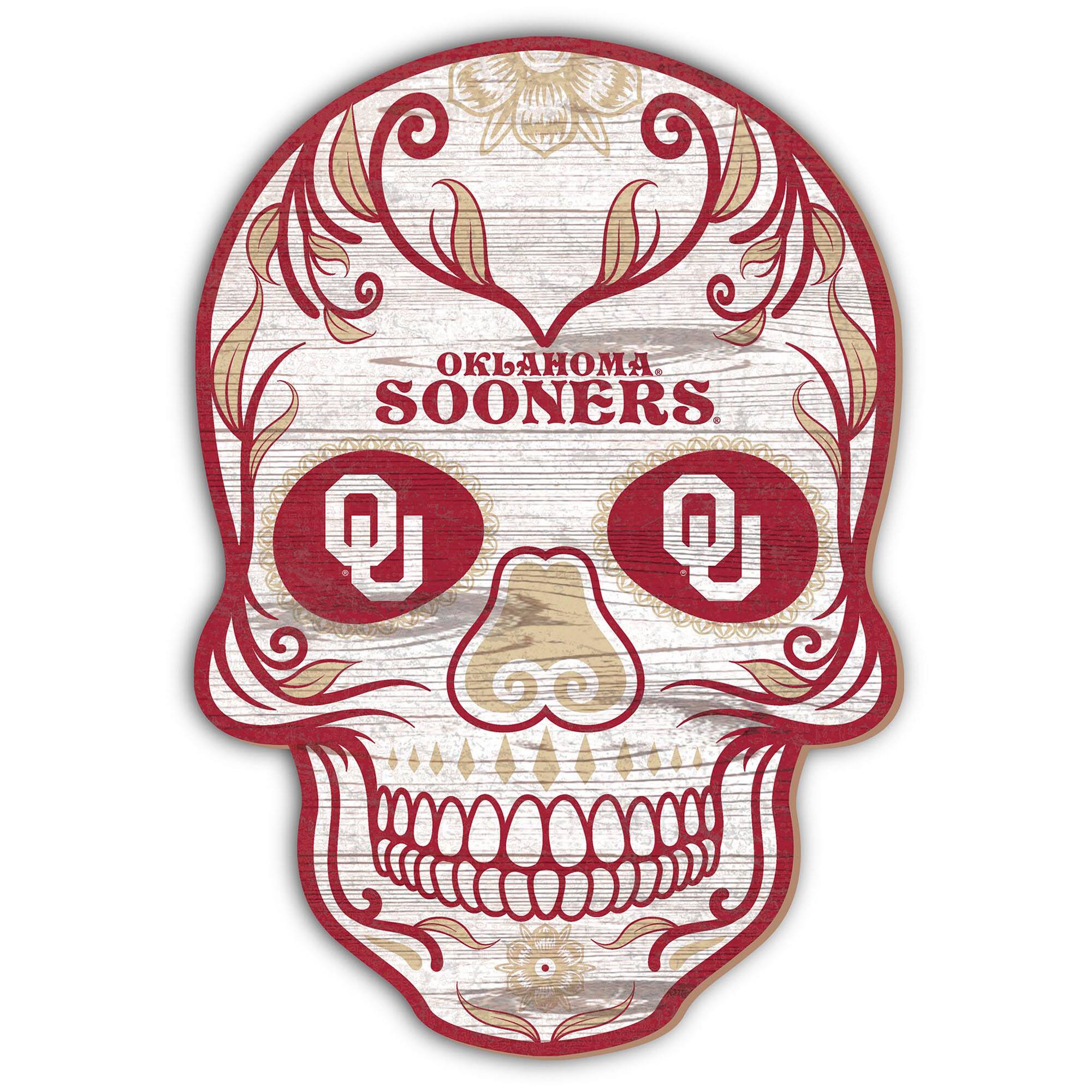Oklahoma Sooners 12'' Sugar Skull Sign
