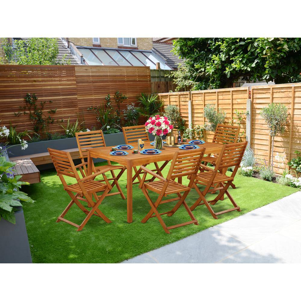 Back. East West Furniture - Wooden Patio Set Natural Oil - Brown.