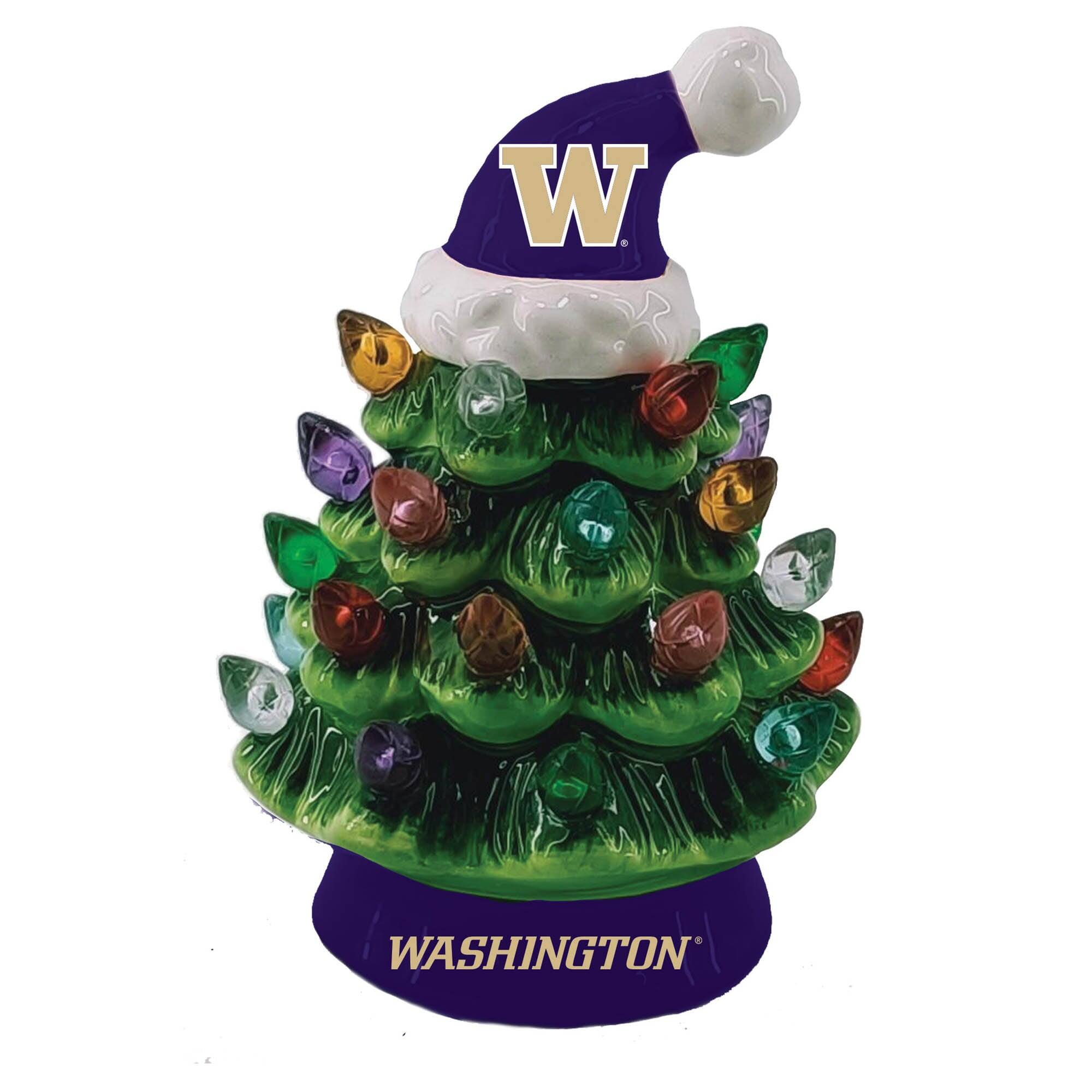 Alt View 1. Evergreen Enterprises - Washington Huskies 2-Pack 4" Ceramic LED Christmas Tree Set - Multicolor.