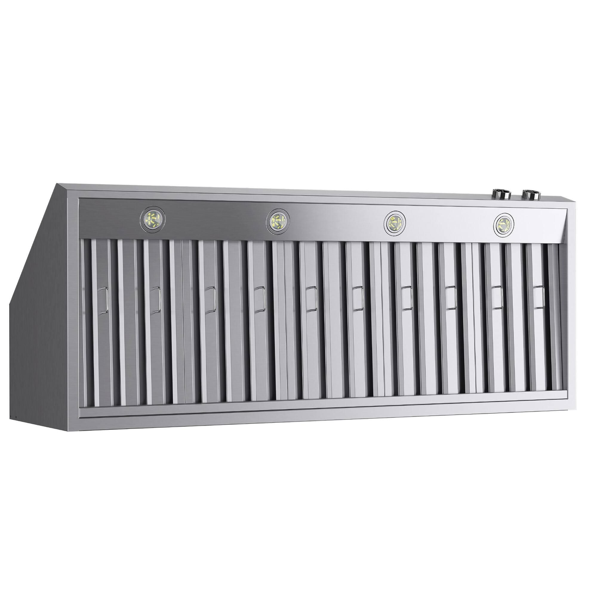 Alt View 7. Kucht - 60 in. 7.9 cu. ft. 10 Burners Dual Fuel Range for Propane Gas in Stainless Steel + Wall Mount Range Hood - Stainless Steel.