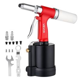 VEVOR - Pneumatic Rivet Gun Kit with 3/32" 1/8" 5/32" 3/16" 1/4" Nosepieces, 3924 LBS Pulling Force, 3-Claw Secure Grip - Red;Black