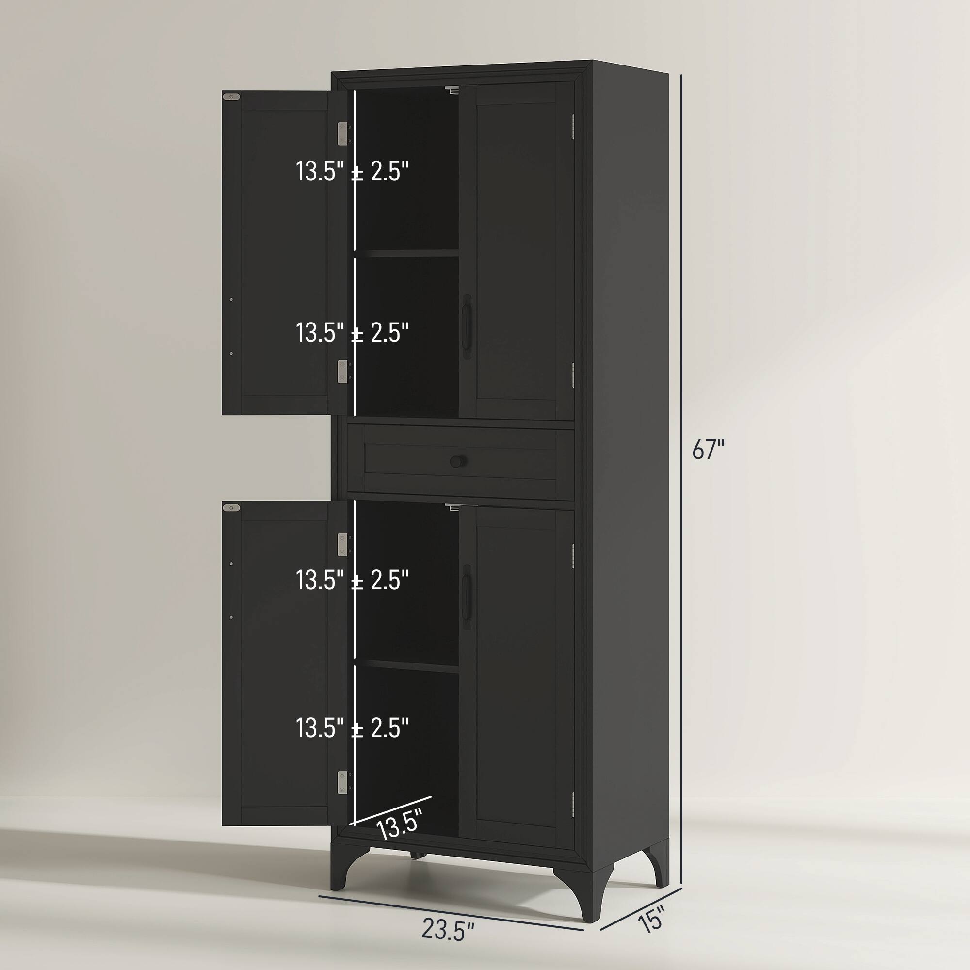 13.5" x 2.5"  
13.5" x 2.5"  
13.5" x 2.5"  
13.5" x 2.5"  
67"  
23.5" x 15"