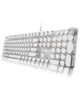 METALTON - Eweadn Typewriter Style Keyboards Metal Media Control Knob Computer For Windows mac pc - White