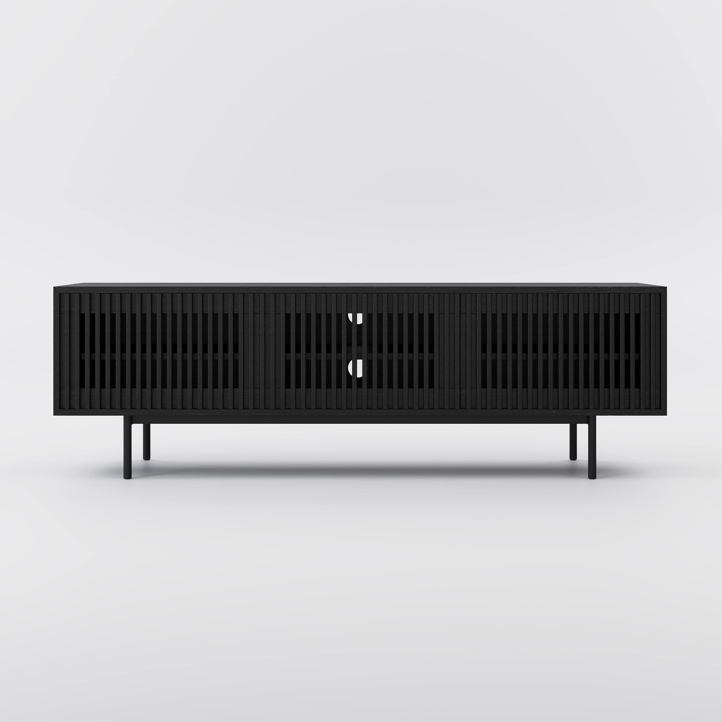 Alt View 2. POVISON - 70.87"Mid-Century Modern TV Stand,Entertainment Center Media Console,  with Openwork Iron Legs,Black TV Console - Black.