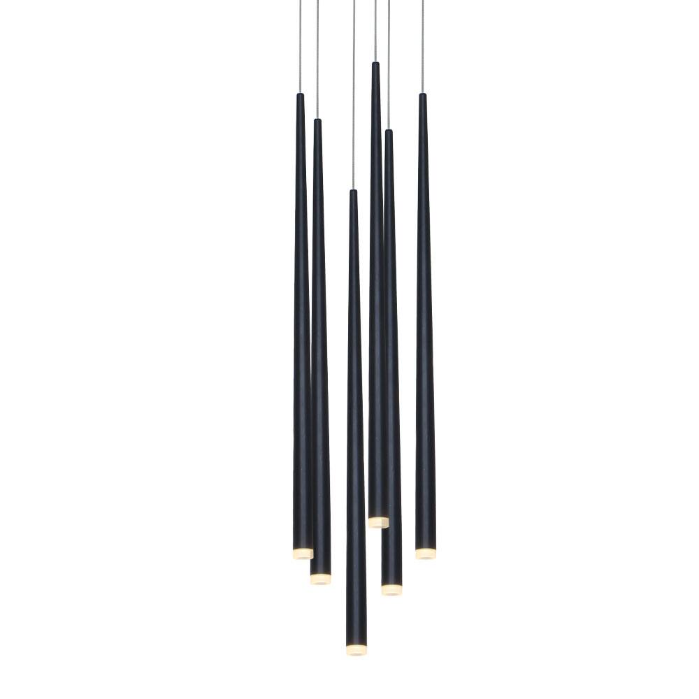 Umeiluce - 6 - Light Cluster Cone LED Chandelier Pendant Kitchen Island Black Switch Dimming - Matte Black