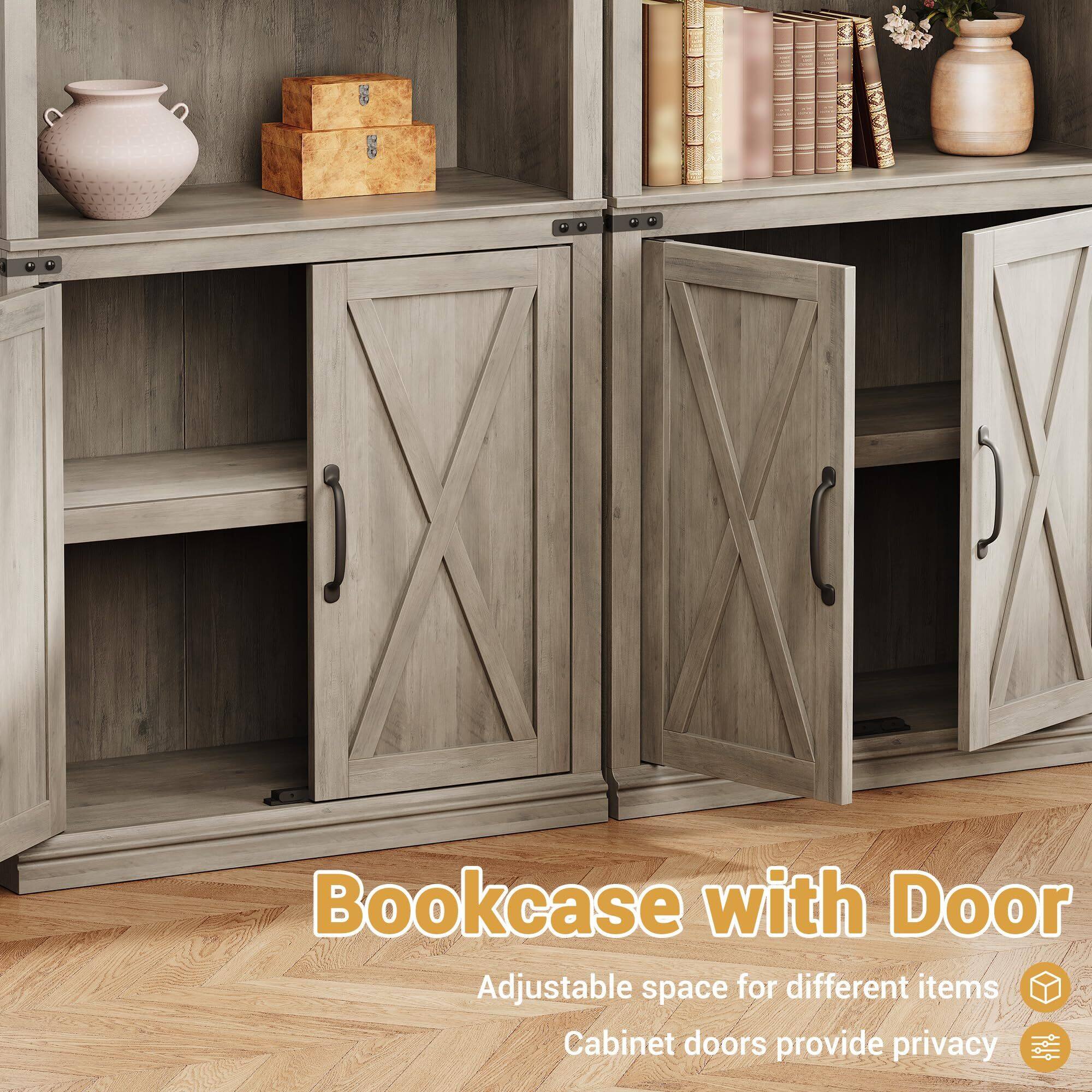 Bookcase with Door

Adjustable space for different items

Cabinet doors provide privacy