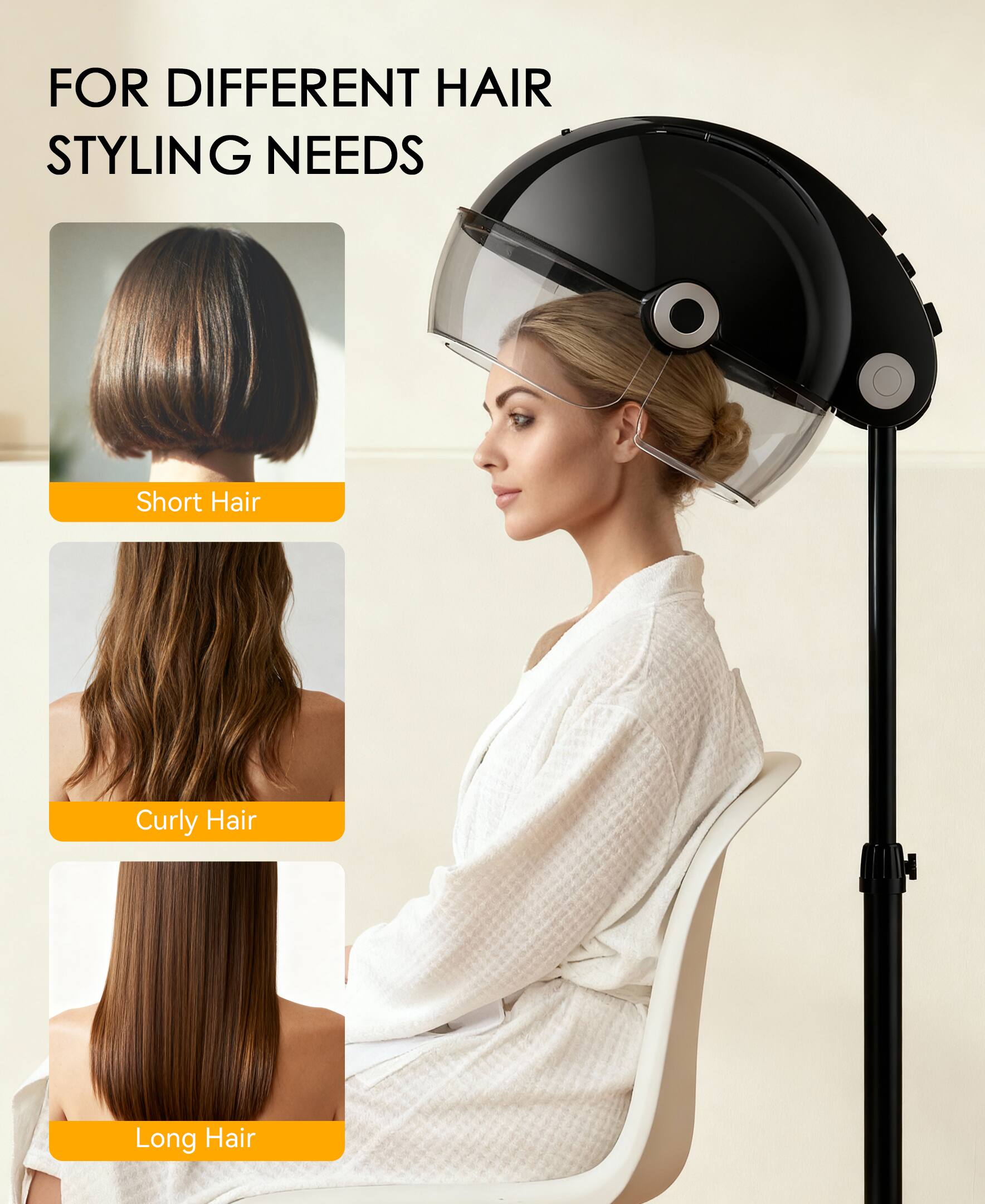 FOR DIFFERENT HAIR STYLING NEEDS

- Short Hair
- Curly Hair
- Long Hair