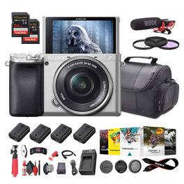 Sony - a6400 Mirrorless Camera with 16-50mm Lens (Silver) with Real-Time Eye Auto Focus - Bundle