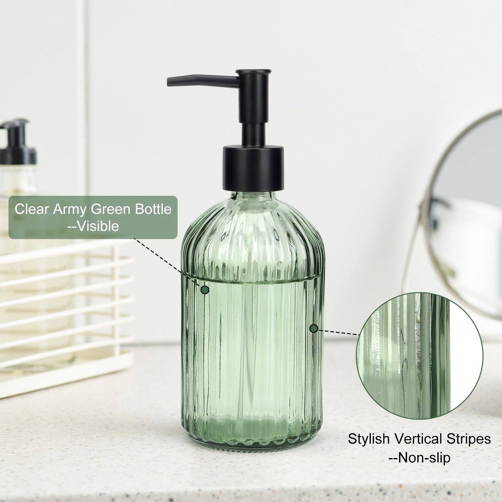 Clear Army Green Bottle  
--Visible  

Stylish Vertical Stripes  
--Non-slip