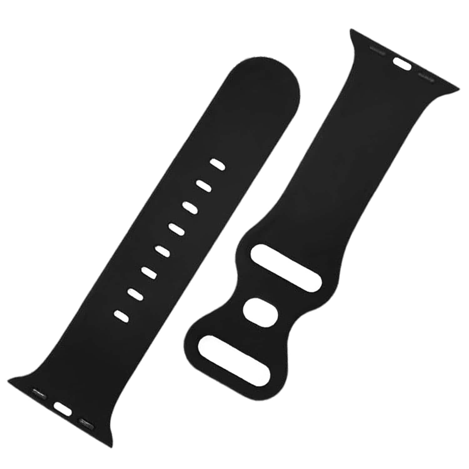 Front. RadEnergy - Shungite Silicone Bands Compatible with Apple Watch Band For iWatch Series 9 8 7 6 SE 5 4 3 2 1 - Black.