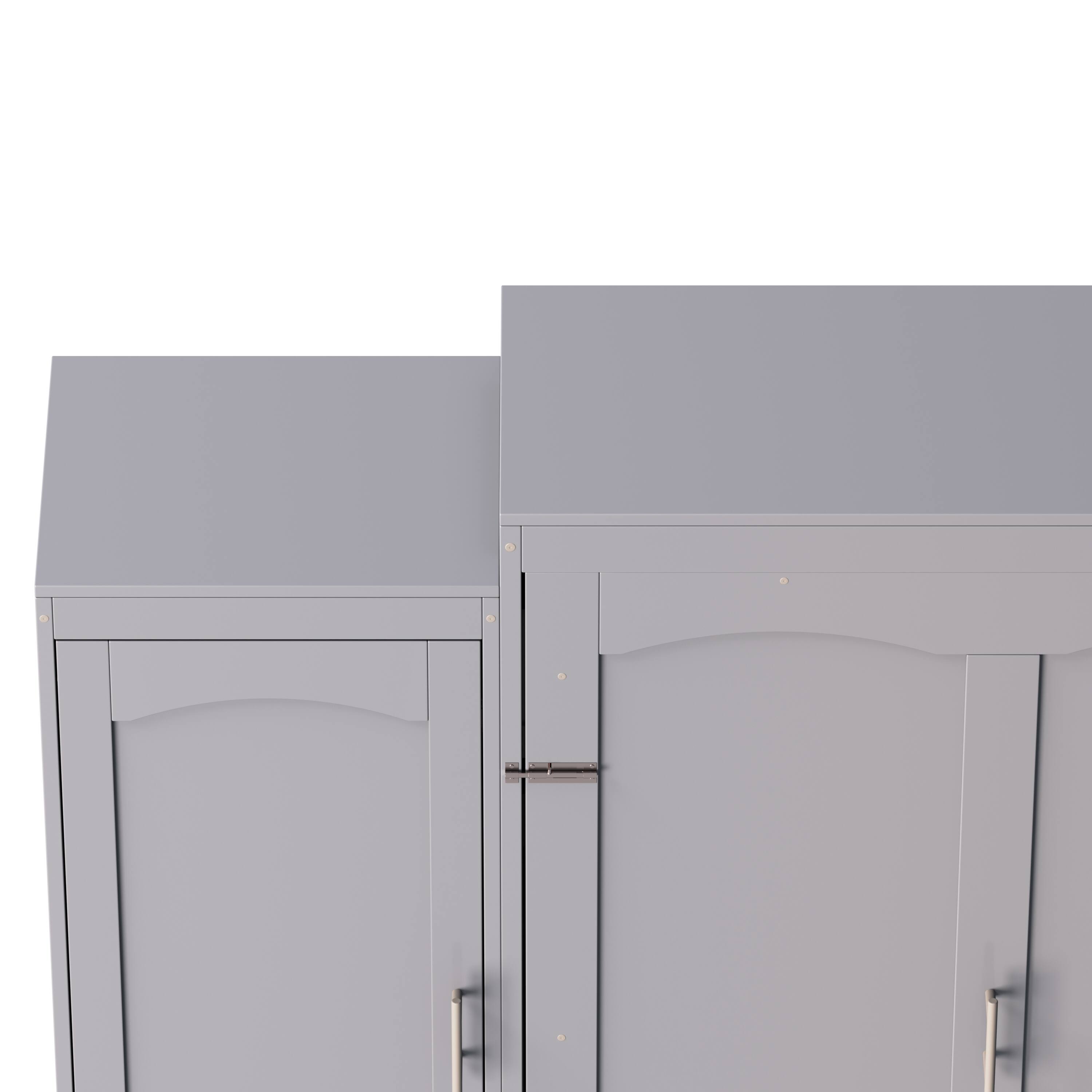 Alt View 10. Tiramisubest - Full Size Murphy Bed with 2 Wardrobe and Storage Shelf, Multifunctional Foldable Platform Bedframe, Gray - Gray.