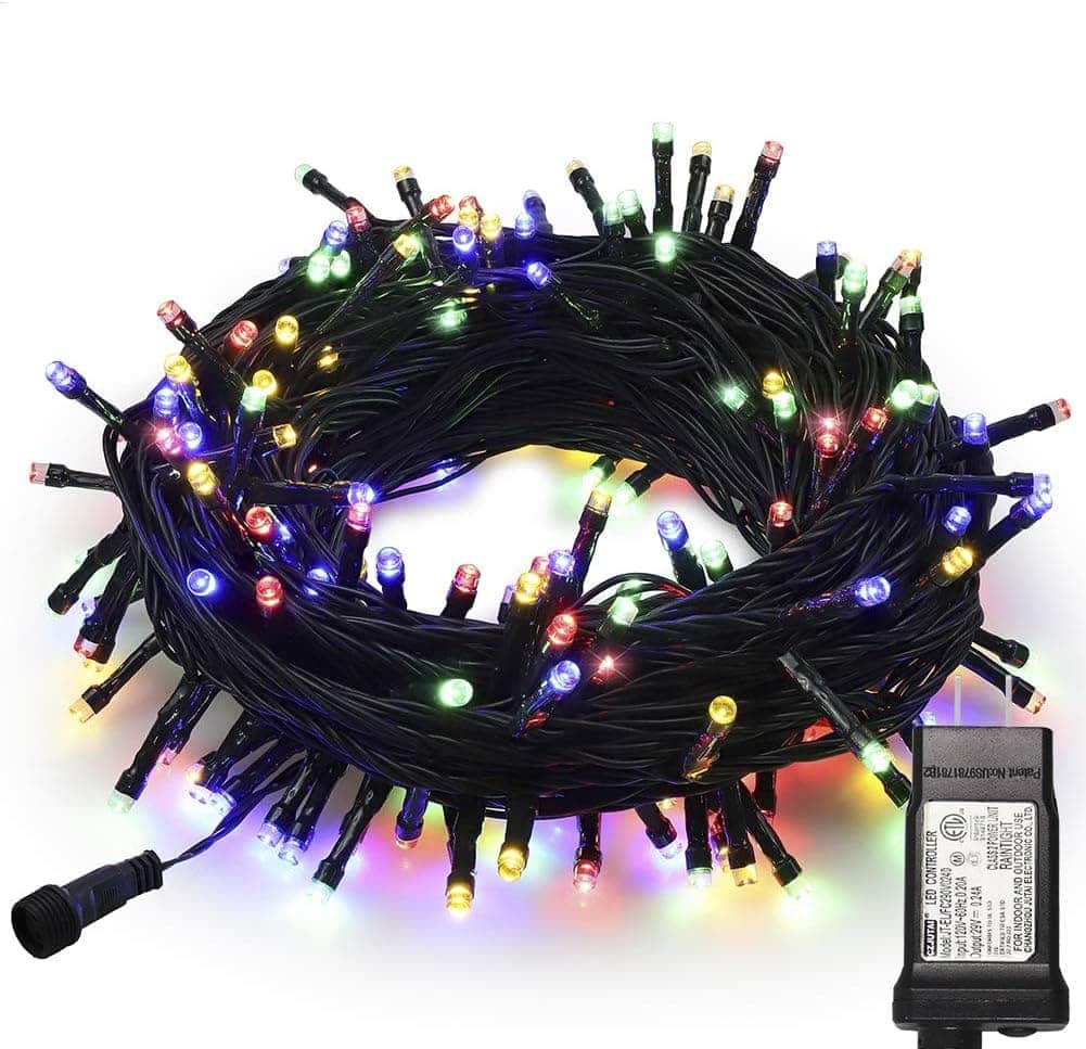 FINEAK - 33FT 100 LED Green Wire Easter Fairy Lights - 8 Modes 30V Waterproof Multicolor