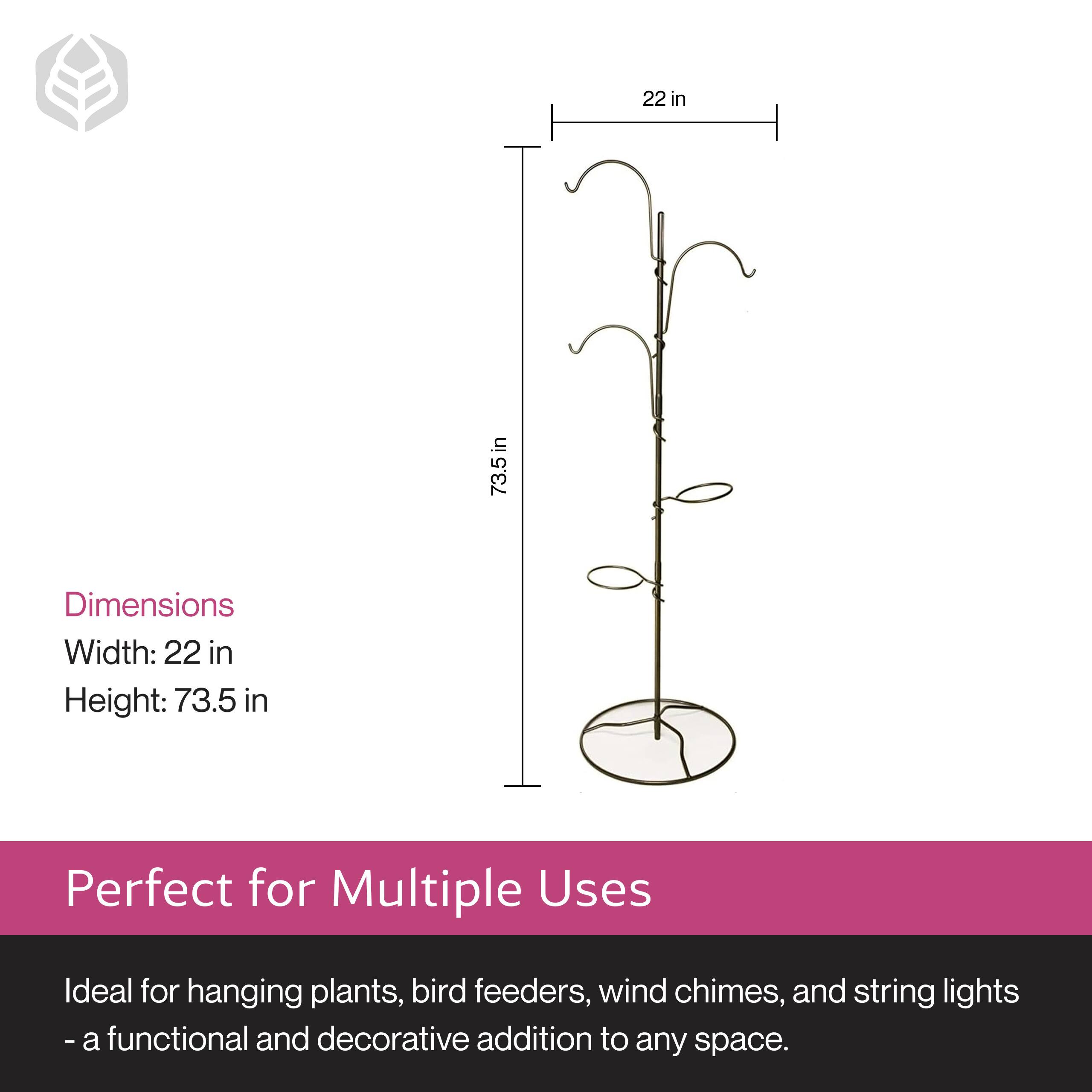 Dimensions  
Width: 22 in  
Height: 73.5 in  

Perfect for Multiple Uses  
Ideal for hanging plants, bird feeders, wind chimes, and string lights - a functional and decorative addition to any space.
