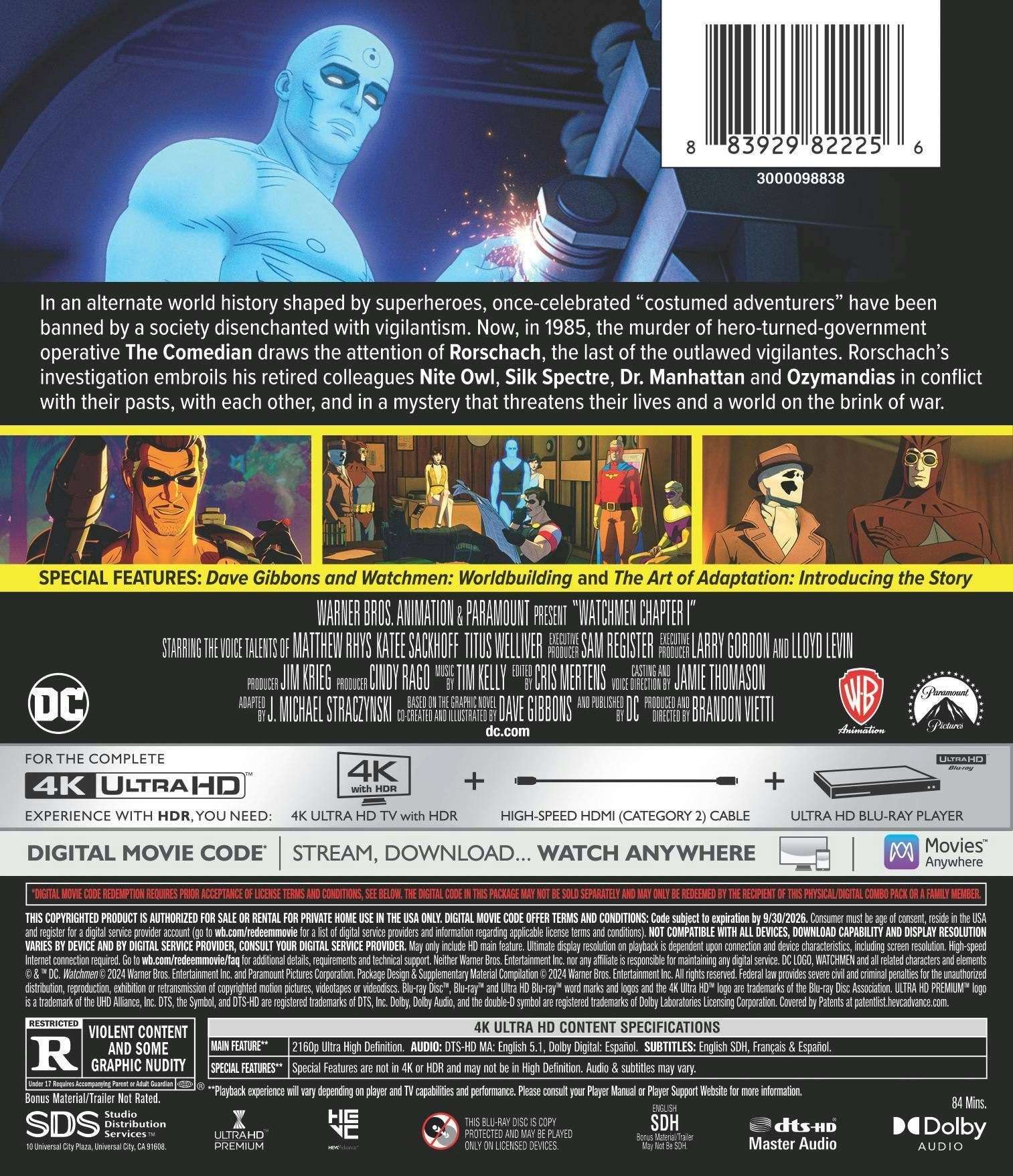Back. Watchmen: Chapter I   - 4K Blu-Ray.