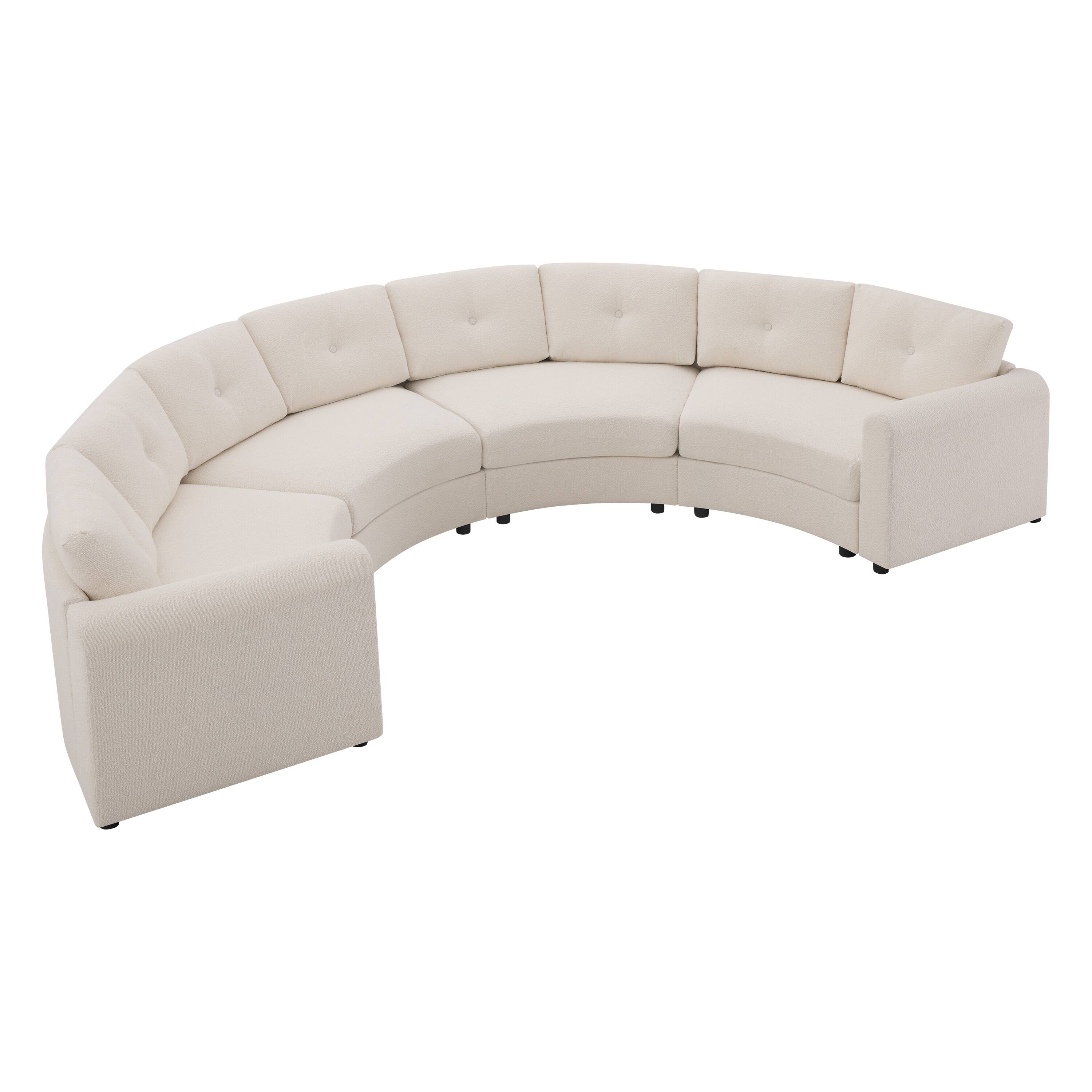 Left. Whisen - 4-Piece C-Shaped Semicircular Sectional Sofa Couch with Button Tufted Back for Living Room - Beige.