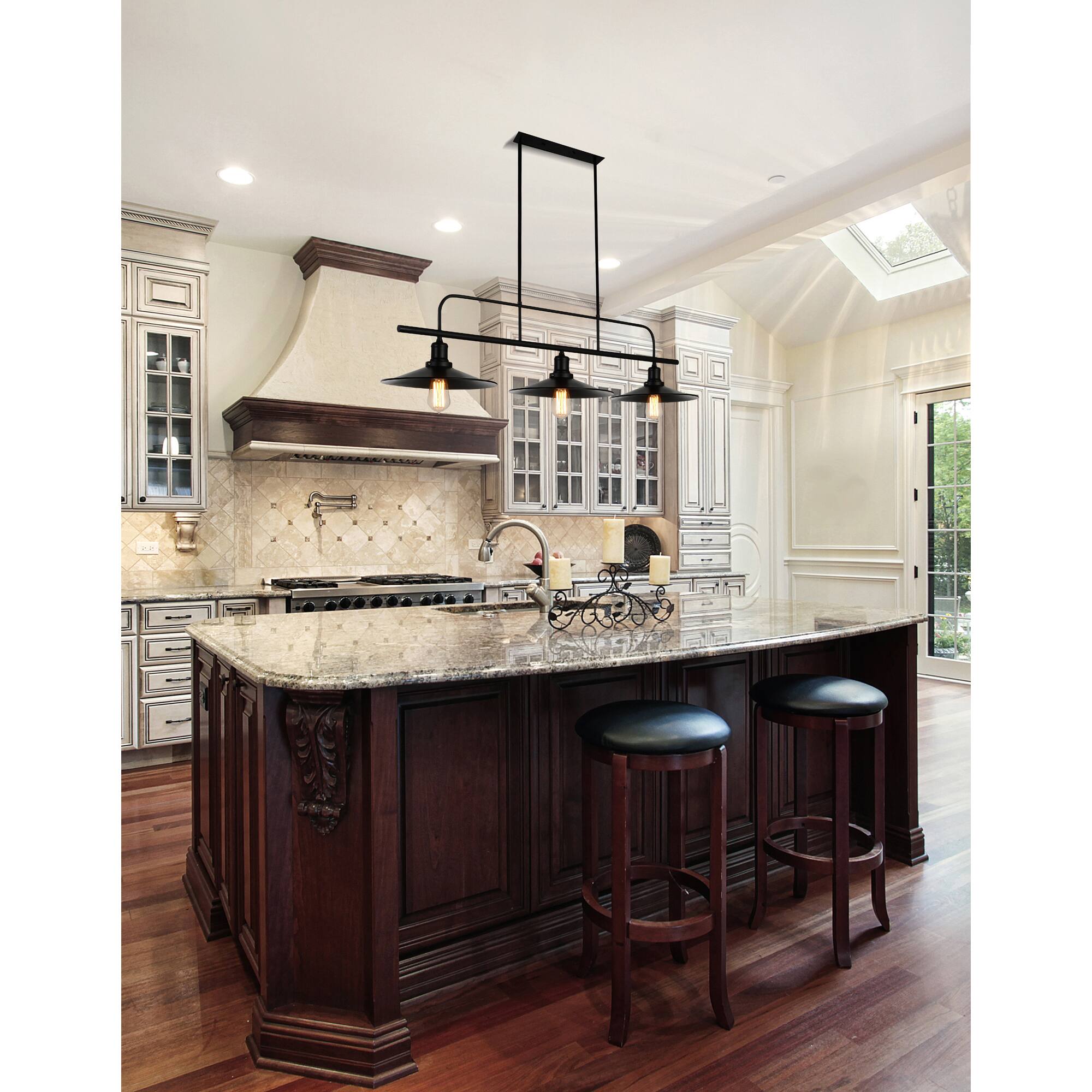 Back. CWI Lighting - Brave 3 Light Pool Table Light With Black Finish - Black.