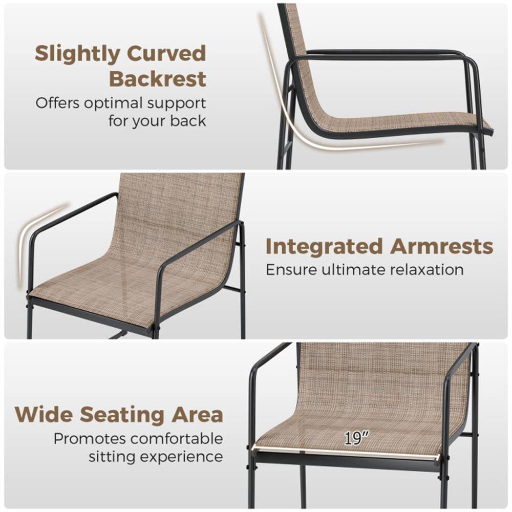 Slightly Curved Backrest  
Offers optimal support for your back  

Integrated Armrests  
Ensure ultimate relaxation  

Wide Seating Area  
Promotes comfortable sitting experience  

19"