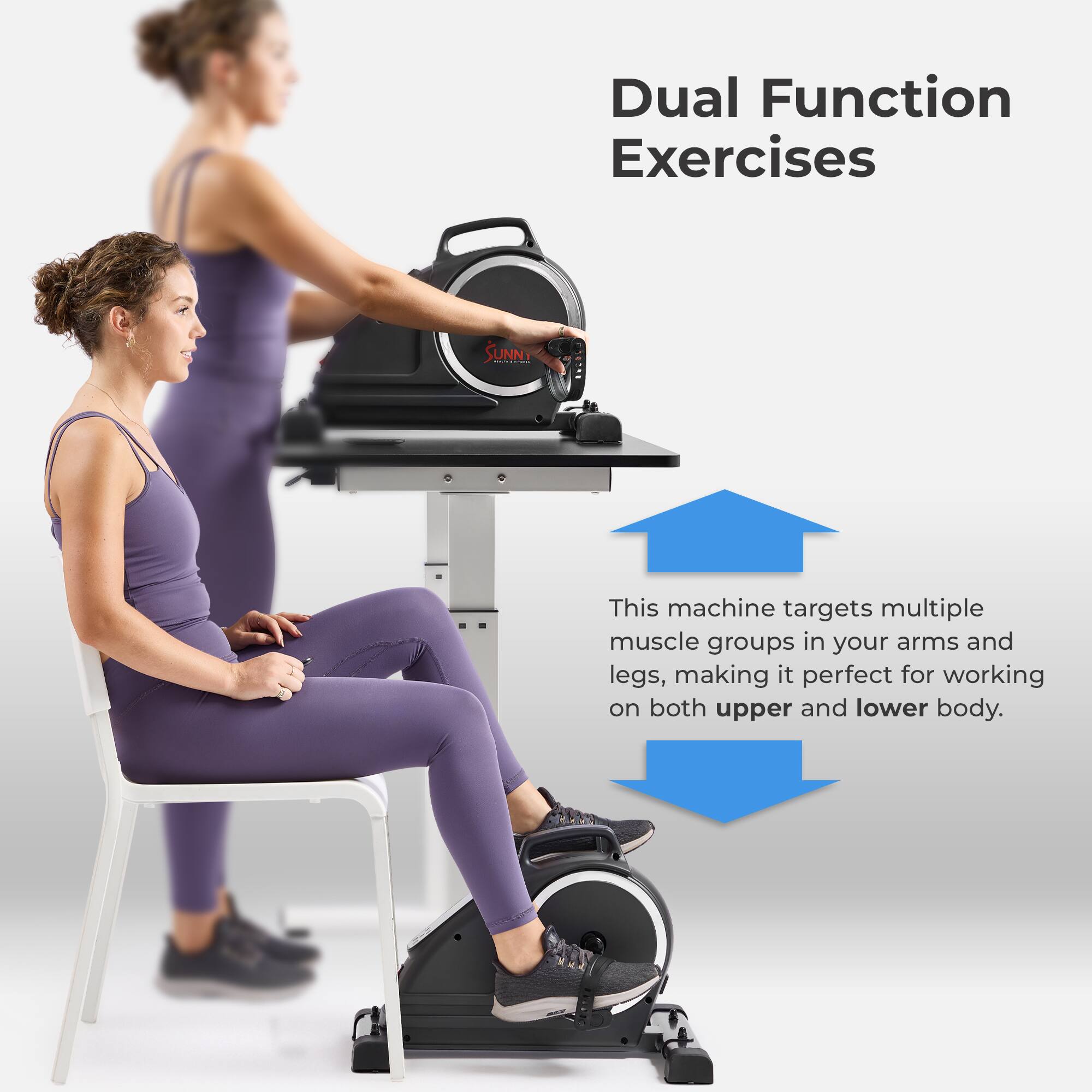 Dual Function Exercises

This machine targets multiple muscle groups in your arms and legs, making it perfect for working on both upper and lower body.