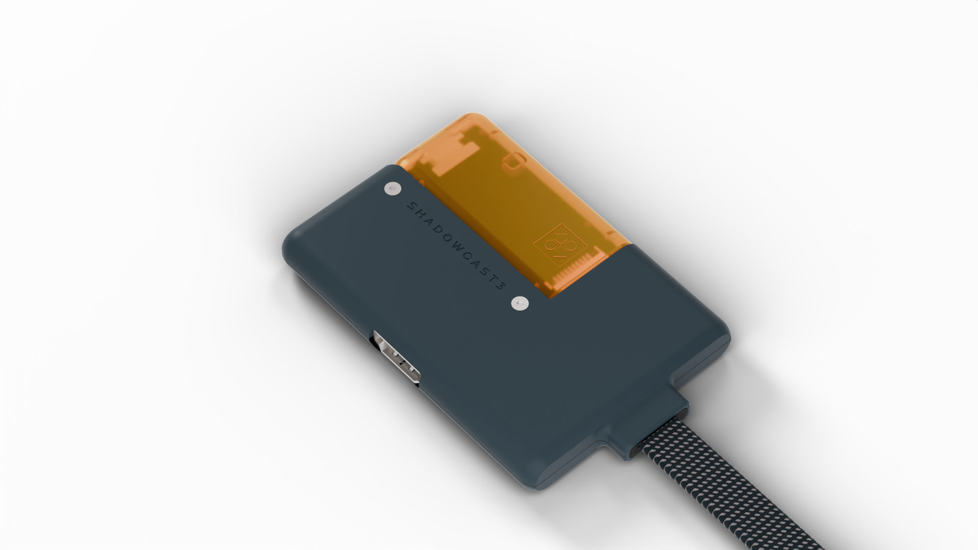 Left. Genki - ShadowCast 3 - Tiny 4K60 Capture Card with Modular HDMI Passthrough for the Nintendo Switch 2 - Orange.
