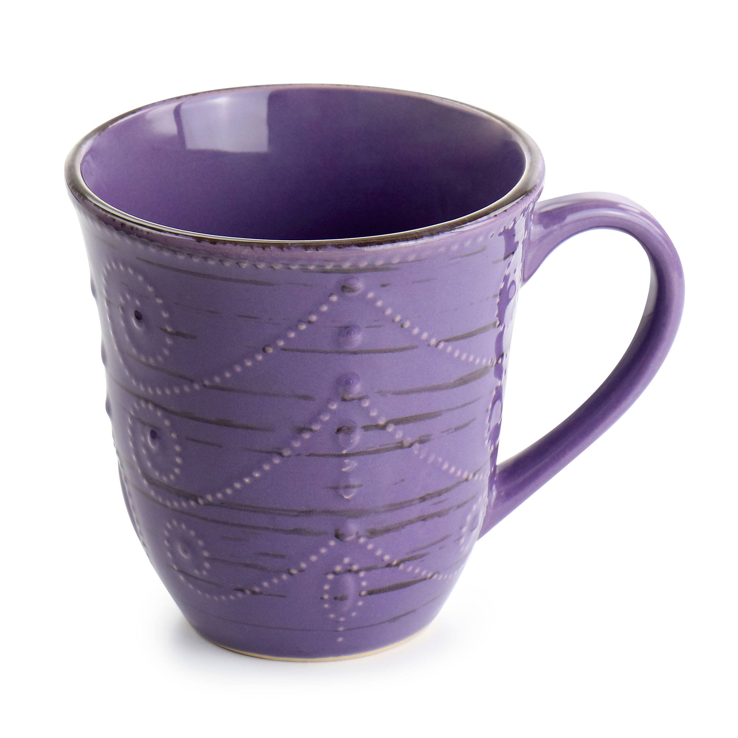 Alt View 5. Elama - Elama Rustic Birch 16 Piece Stoneware Dinnerware Set in Purple - Purple.