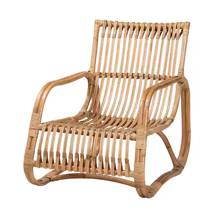 Front. bali & pari - Blanca Modern Bohemian Natural Rattan Accent Chair - Natural Brown.
