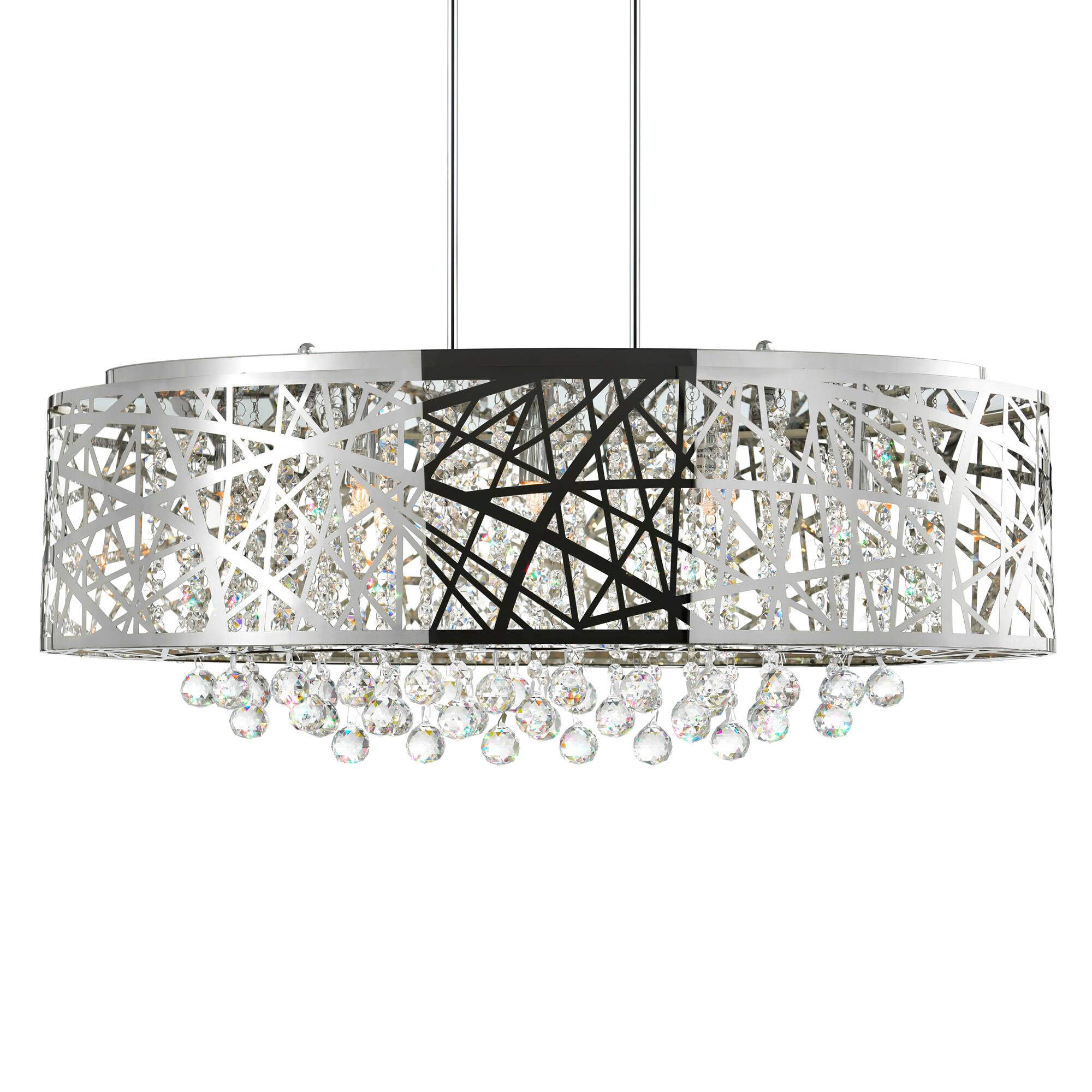 Angle. CWI Lighting - Eternity 8 Light Drum Shade Chandelier With Chrome Finish - Stainless Steel.
