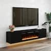 Front. Essen Blissed - 70 in. Black Floating TV Stand with Electric Fireplace and LED Lights for TVs up to 80 in. Entertainment Center - Black.