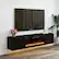 Front. Essen Blissed - 70 in. Black Floating TV Stand with Electric Fireplace and LED Lights for TVs up to 80 in. Entertainment Center - Black.