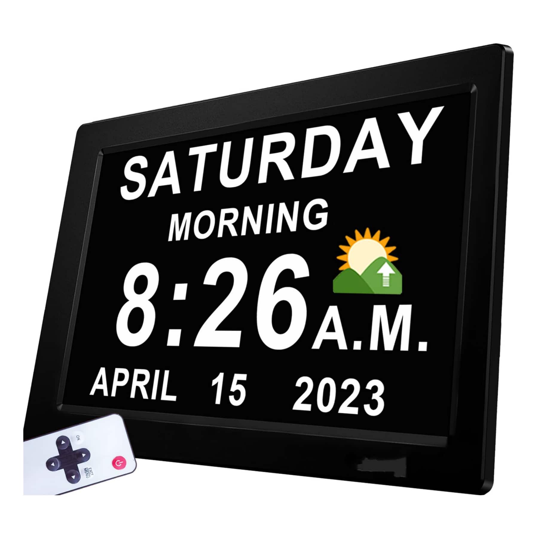 Dazzed Corner - Talking Clock with Voice Talking Date and Time,Memory Battery, with Remote - Black