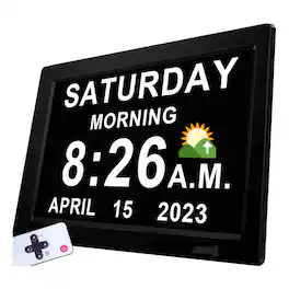 Dazzed Corner - Talking Clock with Voice Talking Date and Time,Memory Battery, with Remote - Black
