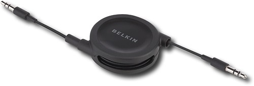  Belkin - 3.5' Retractable 3.5mm Auxiliary Cable for Apple® iPod®/iPhone - Black