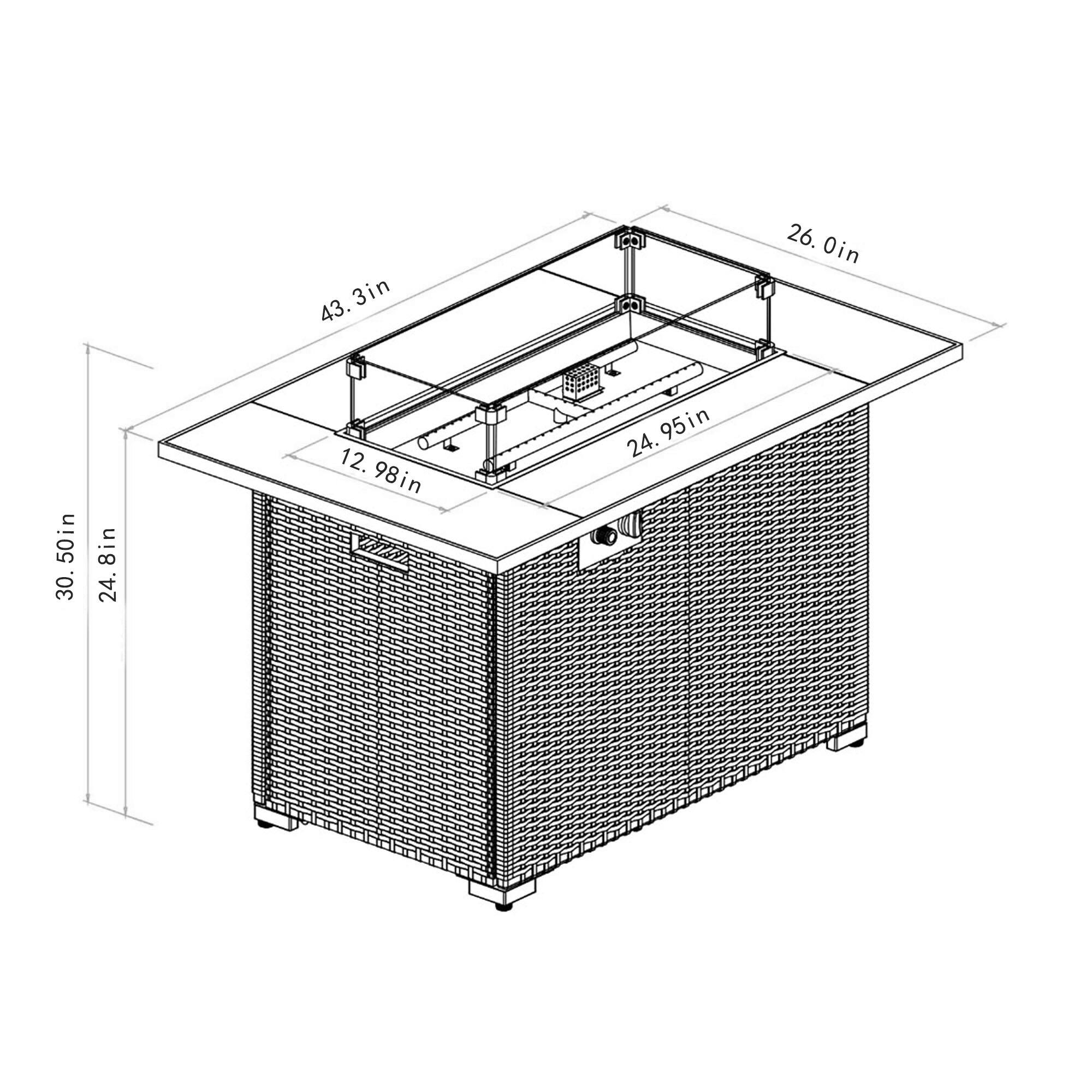 43.3 in  
26.0 in  
12.98 in  
24.95 in  
30.5 in  
24.8 in