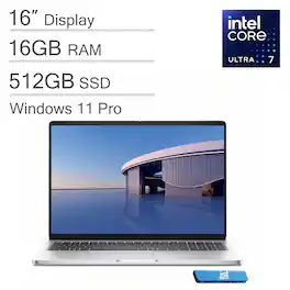 Dell - Pro 16 16" FHD+ Business Laptop - Intel Core Ultra 7 255U - 16GB - 512GB SSD - Windows 11 Pro - International Version