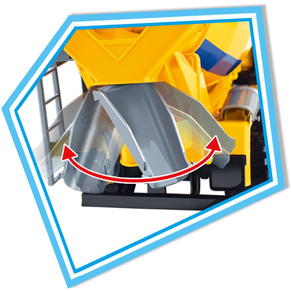 Left. JuzToys - Kids Toys Cars 14" Realistic Cement Mixer Truck, Construction Truck Toys with 360° Rotating Mixer for Kids Yellow - Yellow.