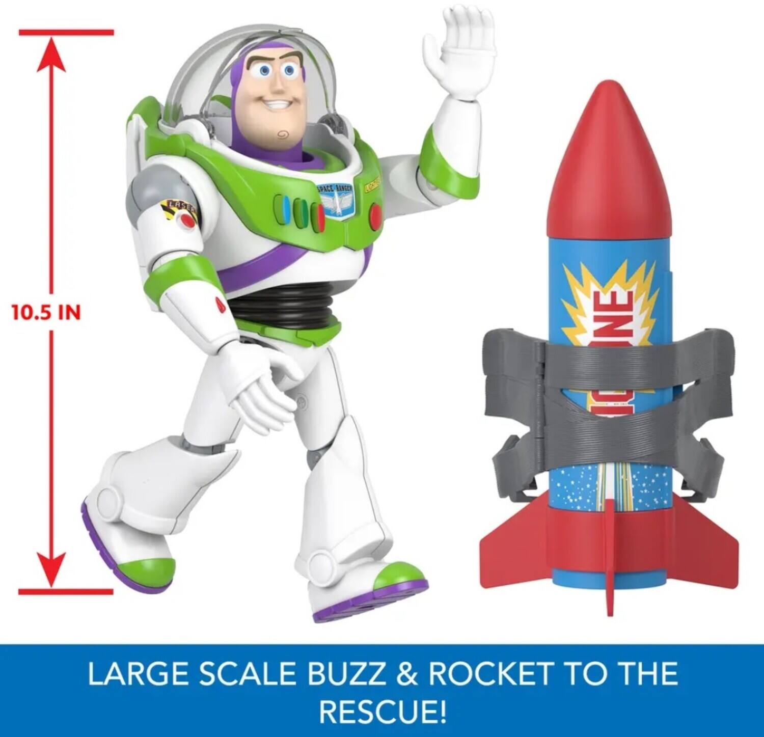 The corrected text is: "Large Scale Buzz & Rocket to the Rescue!"