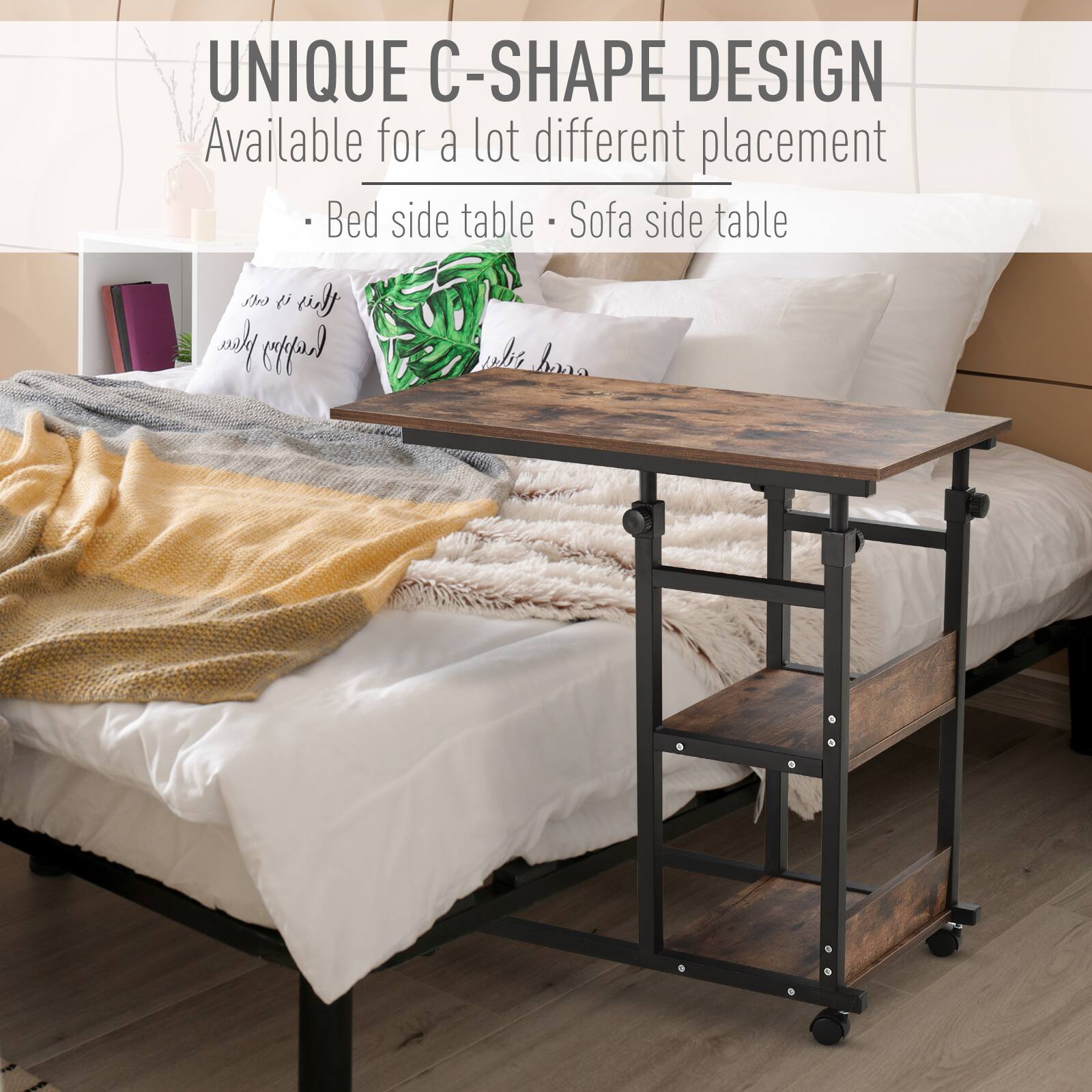 UNIQUE C-SHAPE DESIGN Available for a lot different placement Bed side table Sofa side table