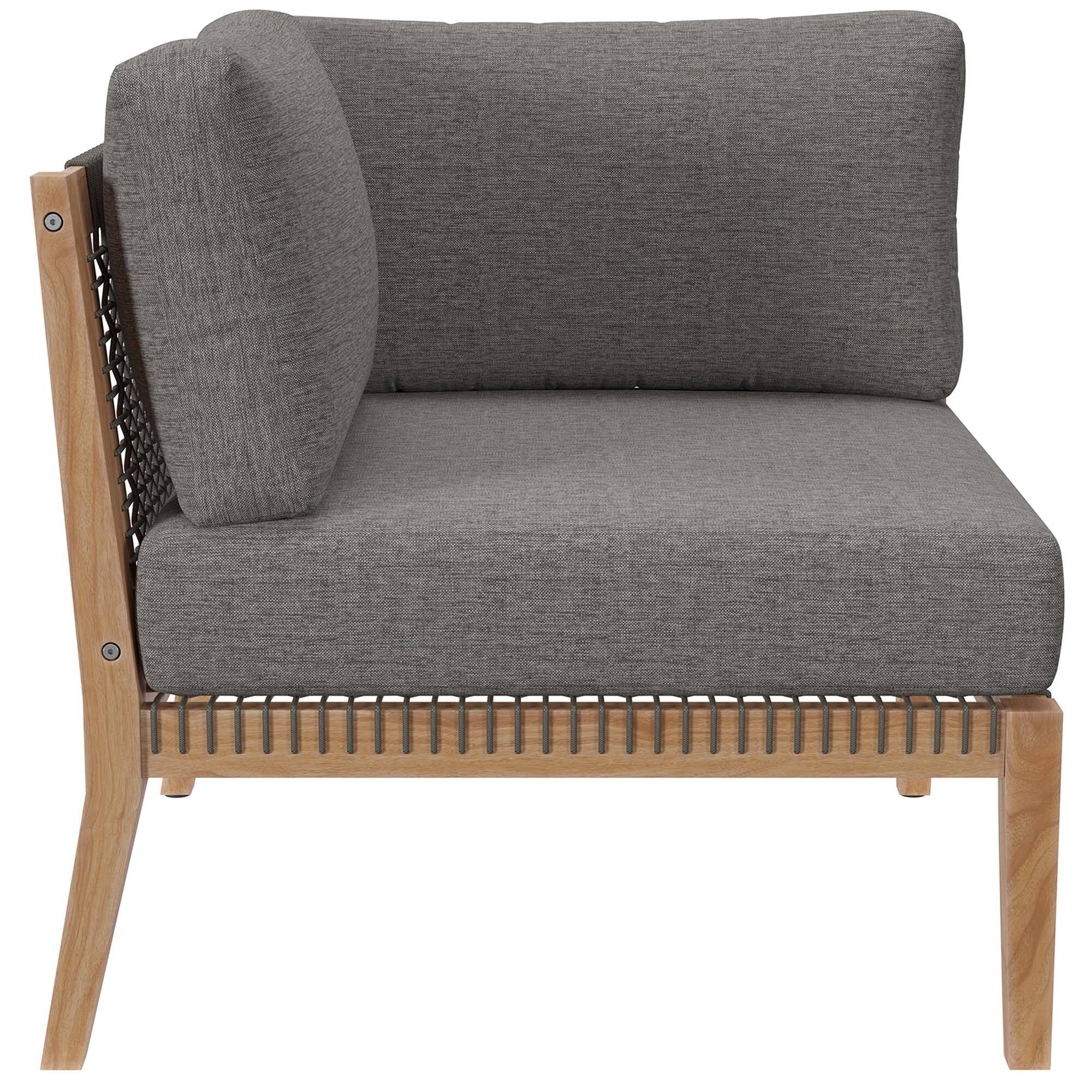 Alt View 2. Modway - Clearwater 5-Piece Outdoor Teak Wood Sectional Sofa - Gray Graphite.