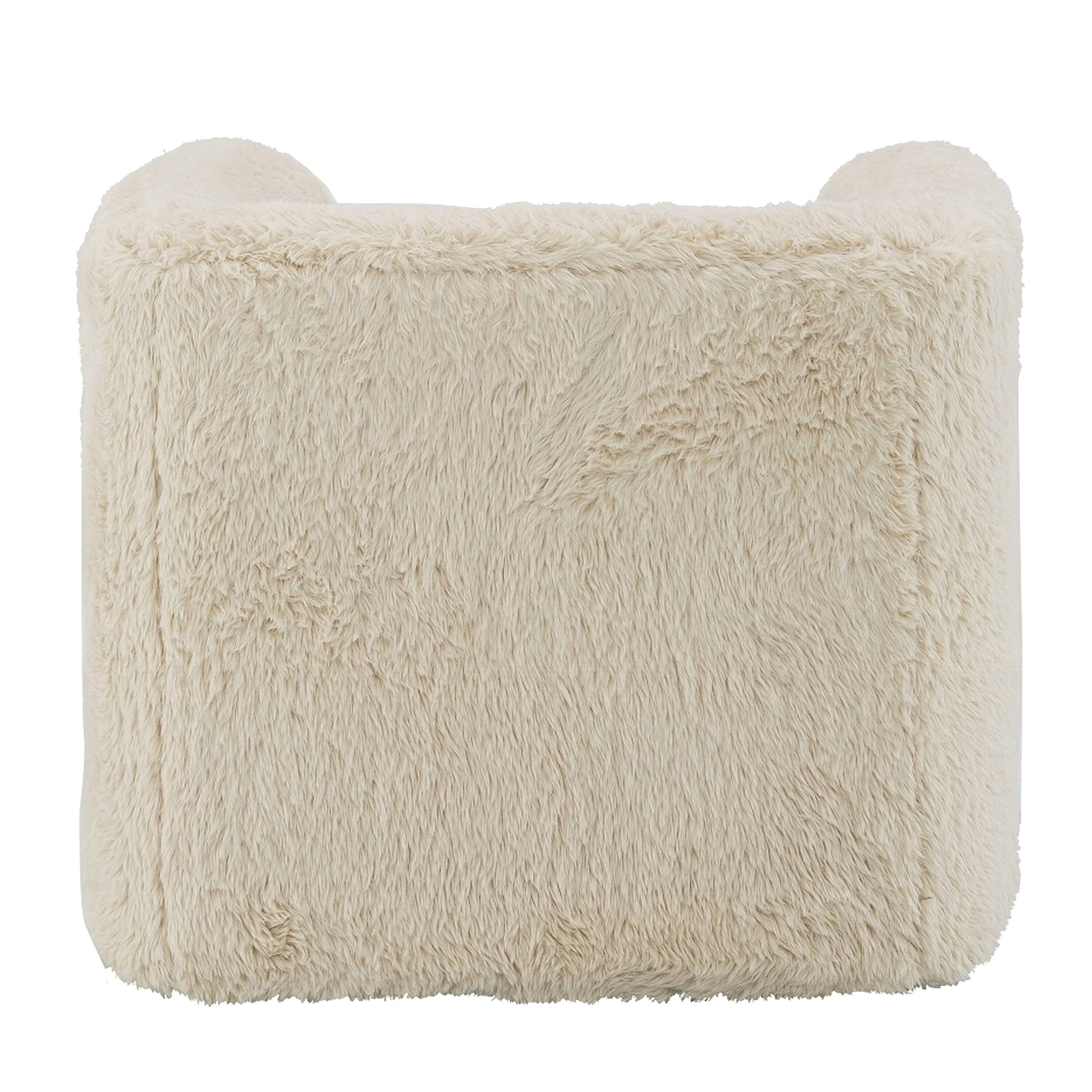 Alt View 2. Manhattan Lane - Savoir Swivel Accent Chair, Modern Soft Furry Beige Fabric, Round Arms - Beige.