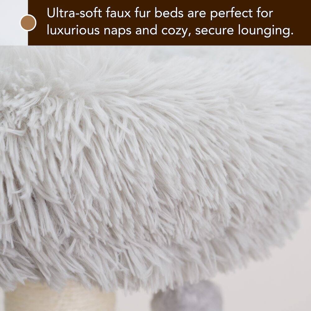 Ultra-soft faux fur beds are perfect for luxurious naps and cozy, secure lounging.
