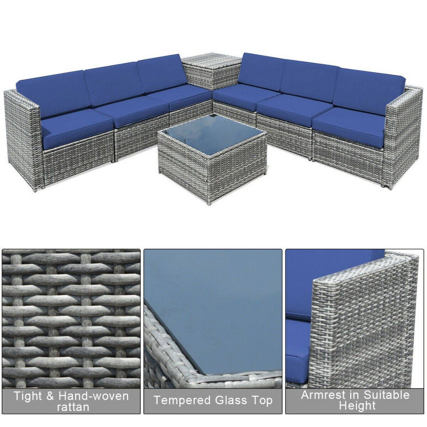 Kadyn 8 Piece Wicker Sofa Rattan Dinning Set Patio Furniture with ...